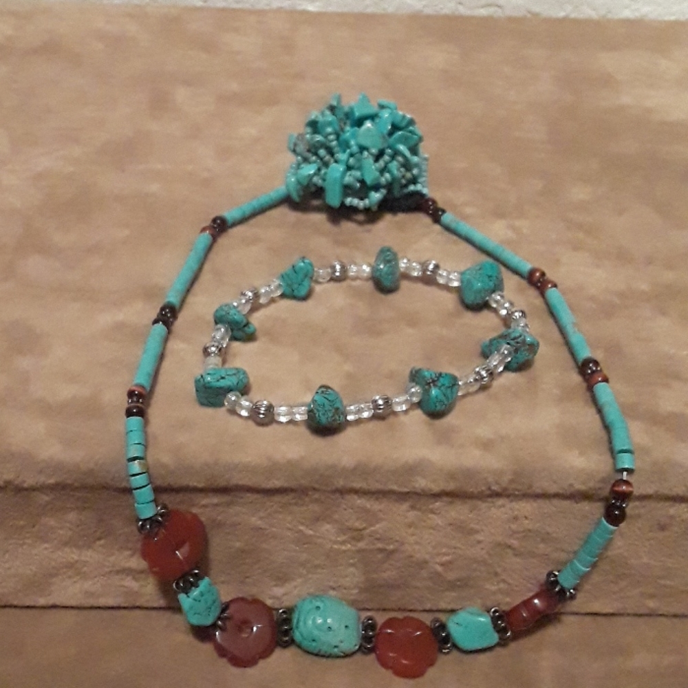3 PC genuine turquoise set